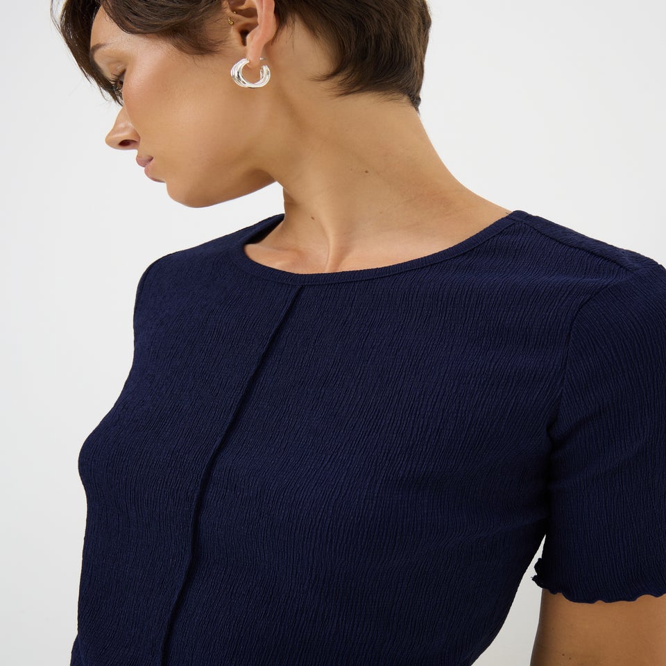 Navy Textured Crew T-Shirt