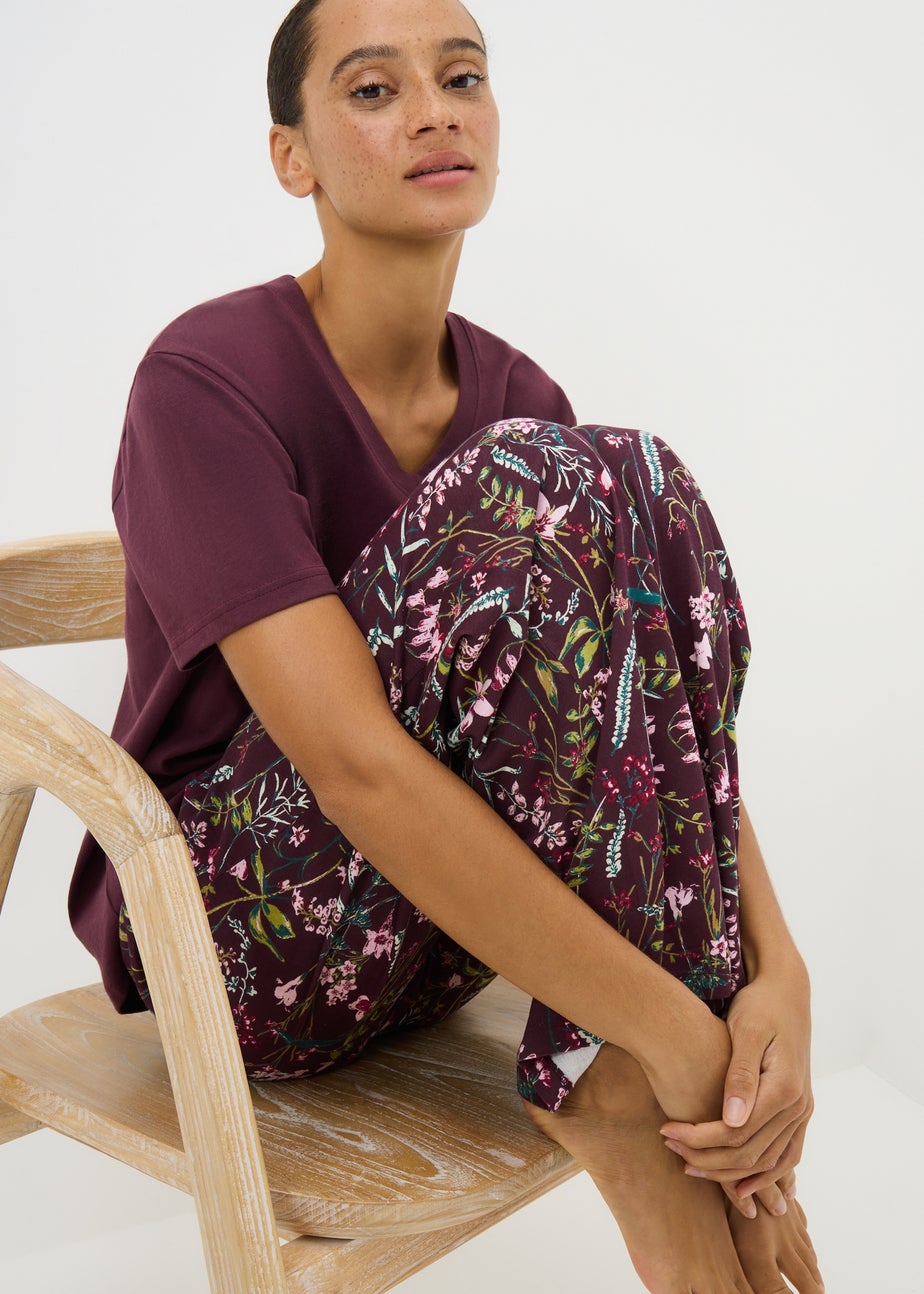 Plum Floral Pyjama Set