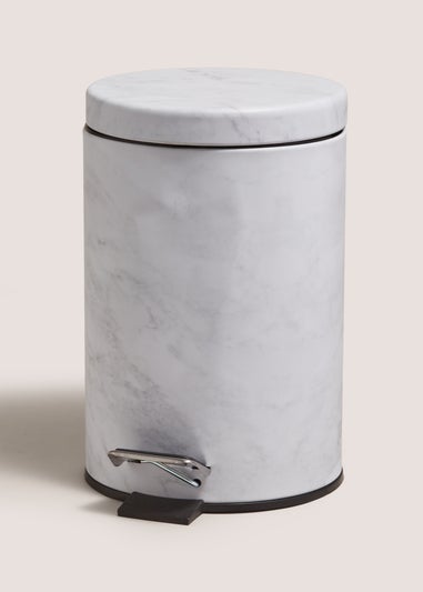 White Marble Effect Pedal Bin