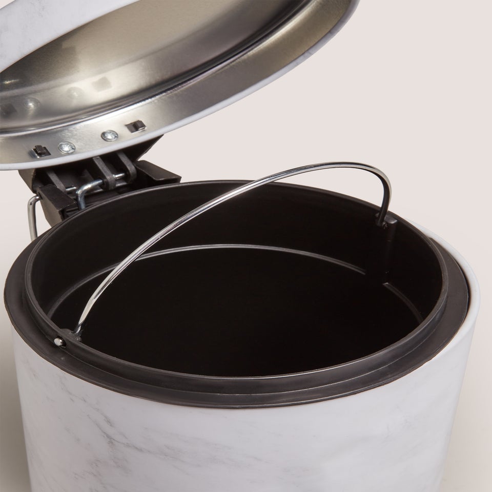 White Marble Effect Pedal Bin