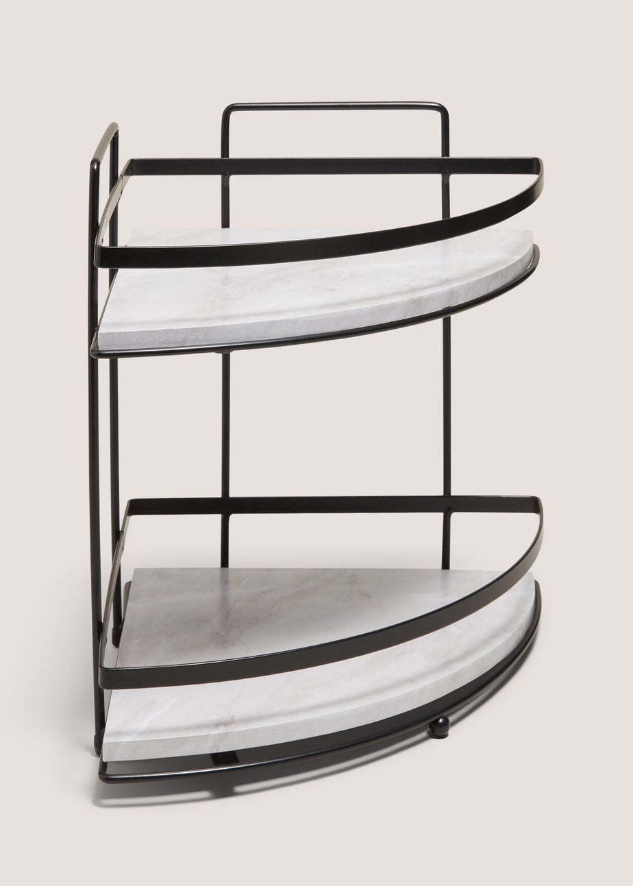 Black Marble Effect Tier Corner Caddy