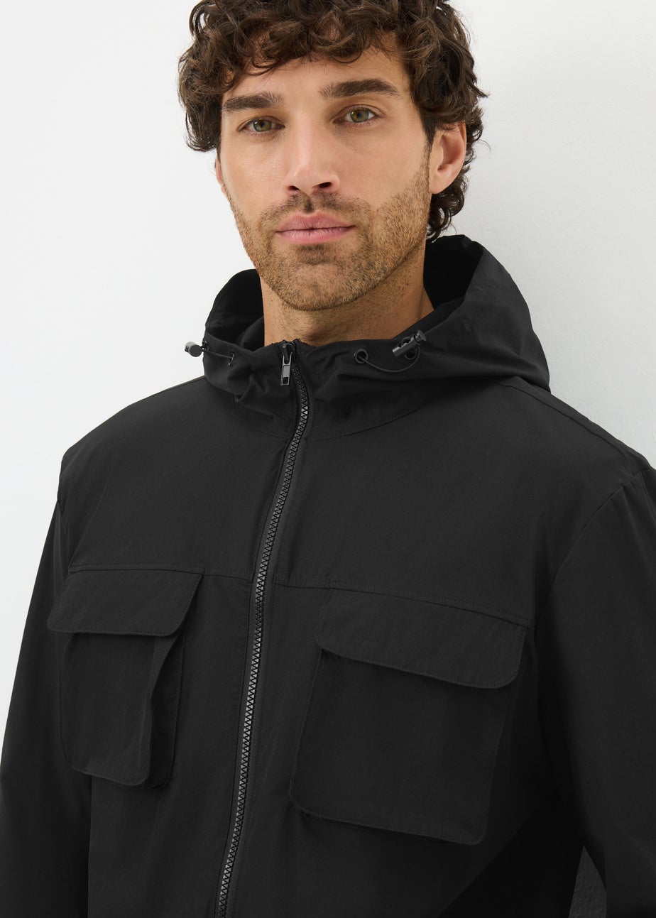 Black Hooded Co-Ord Windbreaker