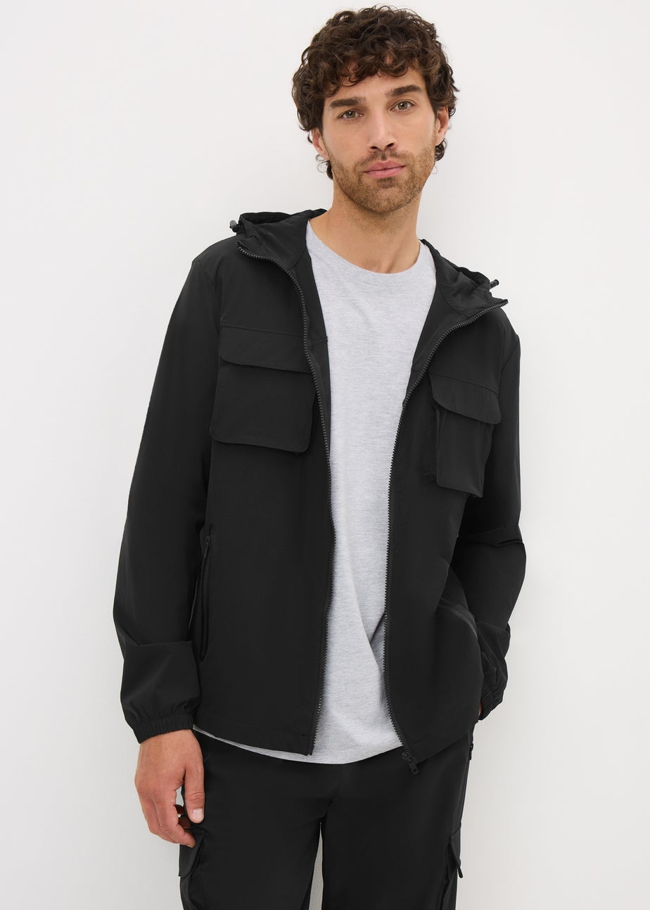 Black Hooded Co-Ord Windbreaker