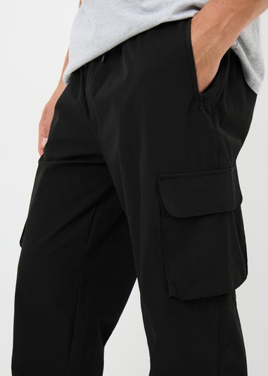 Black Tech Cuffed Cargos