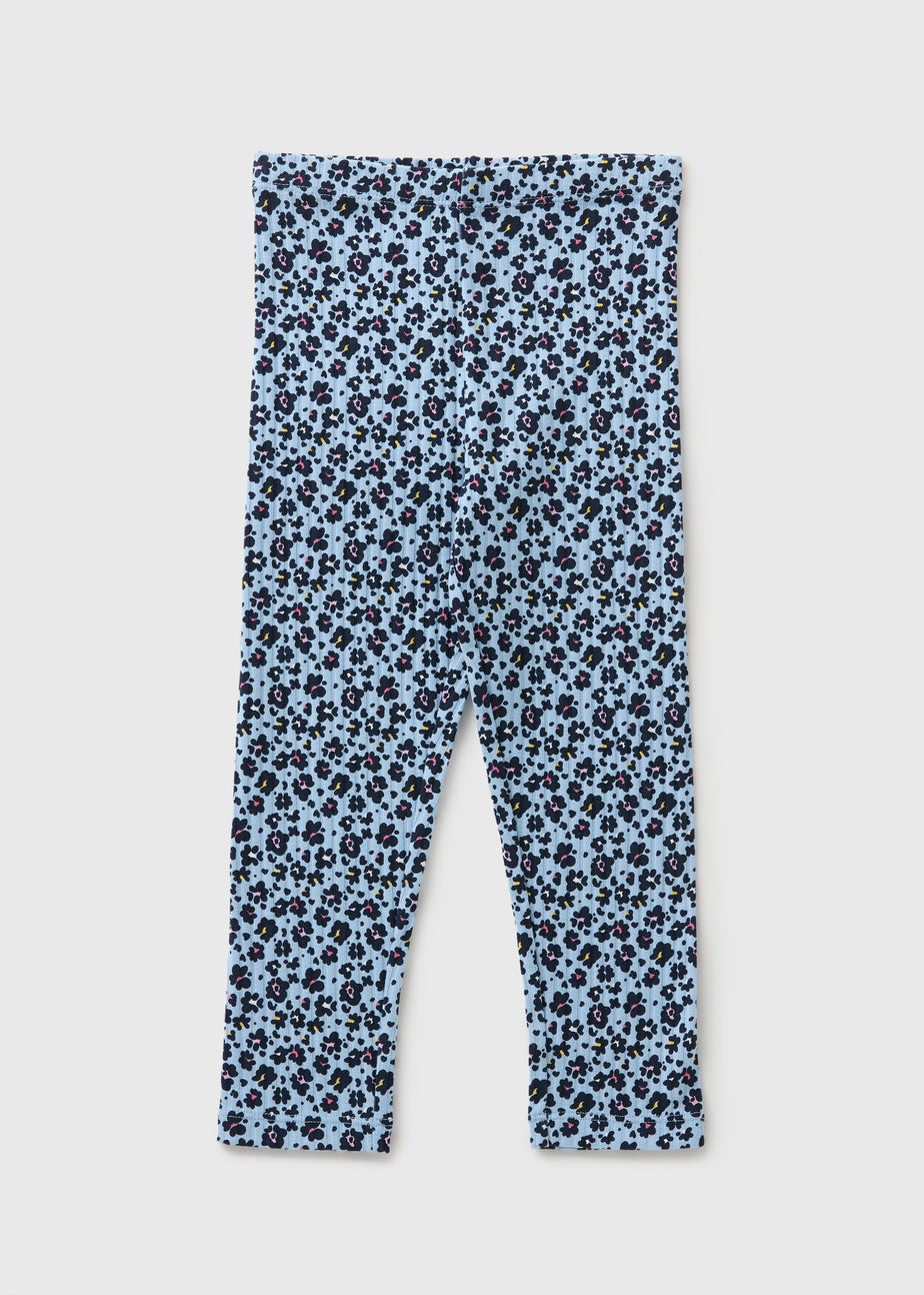 Girls Blue Leopard Leggings (1-7yrs)
