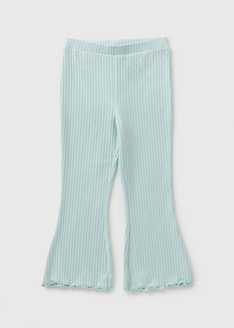 Girls Turquoise Ribbed Flare Leggings (1-7yrs)