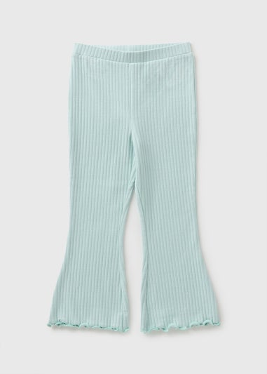 Girls Turquoise Ribbed Flare Leggings (1-7yrs)