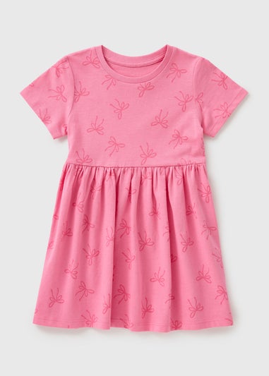 Girls Pink Bow Dress (1-7yrs)