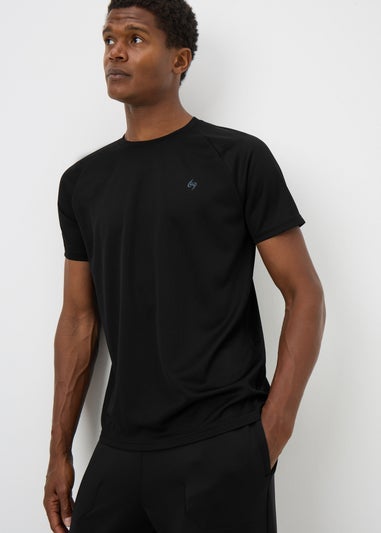 Souluxe Black Basic Solid Sports T-Shirt