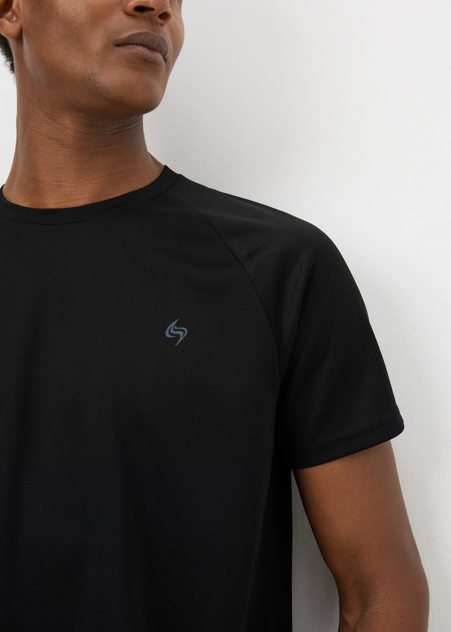 Souluxe Black Basic Solid Sports T-Shirt