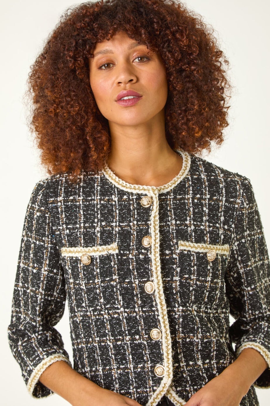 Roman Black Textured Check Pocket Jacket