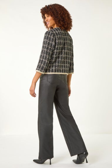 Roman Black Textured Check Pocket Jacket