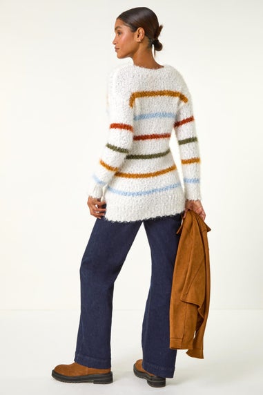 Roman Ivory Stripe Fluffy Knit Jumper