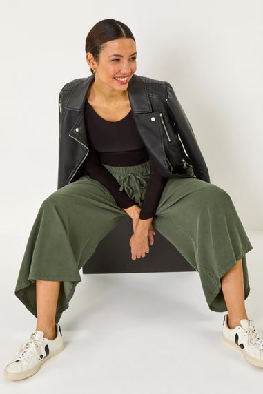 Roman Khaki Baby Corduroy Wide Leg Culotte