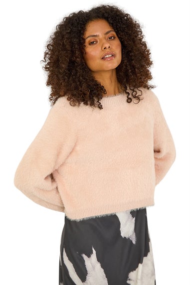 Roman Pink Fluffy Long Sleeve Knit Jumper