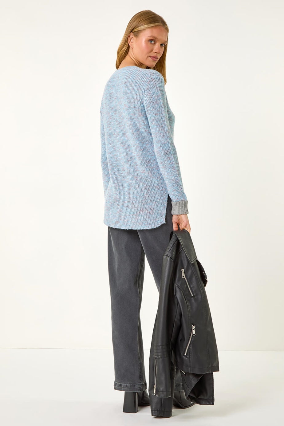 Roman Blue Contrast Cuff Knit Jumper