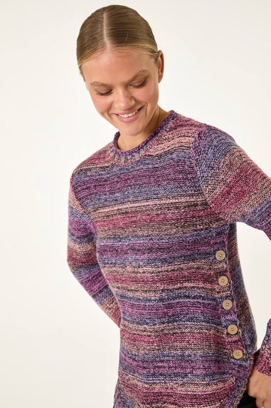 Roman Burgundy Spacedye Curved Hem Jumper