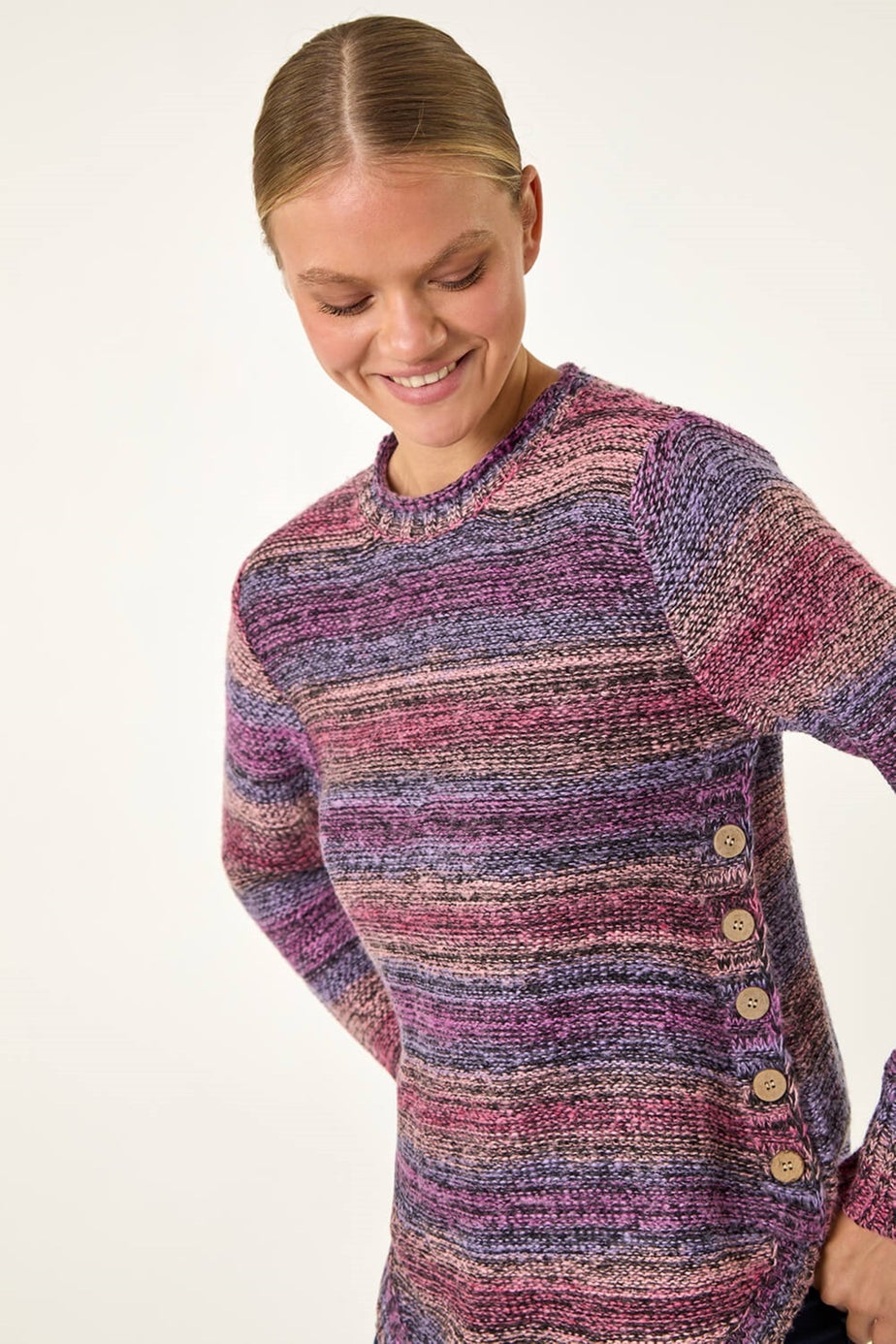 Roman Burgundy Spacedye Curved Hem Jumper