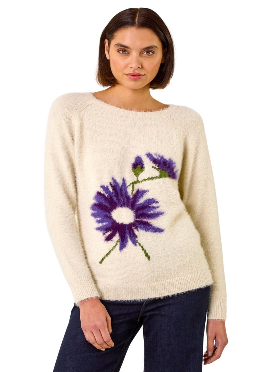 Roman Natural Floral Placement Knit Jumper