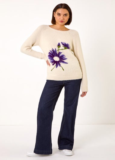 Roman Natural Floral Placement Knit Jumper