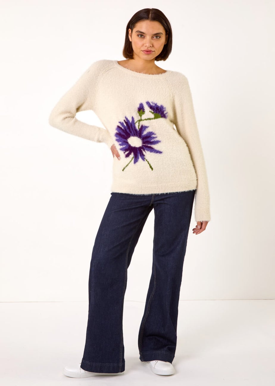 Roman Natural Floral Placement Knit Jumper