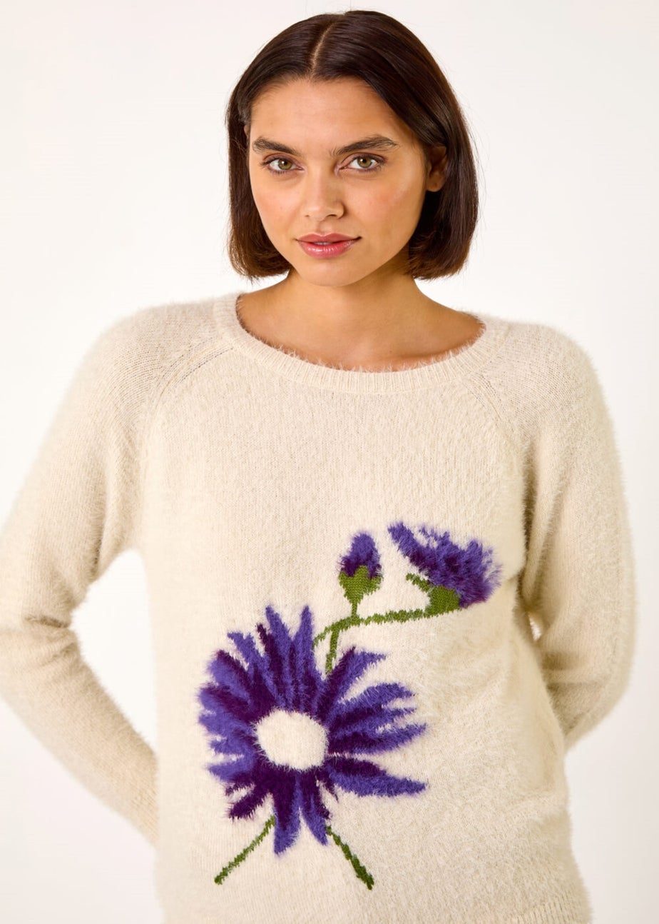 Roman Natural Floral Placement Knit Jumper
