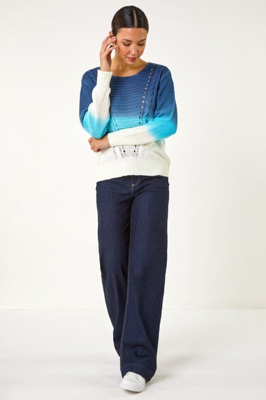 Roman Denim Ombre Stitch Knit Jumper
