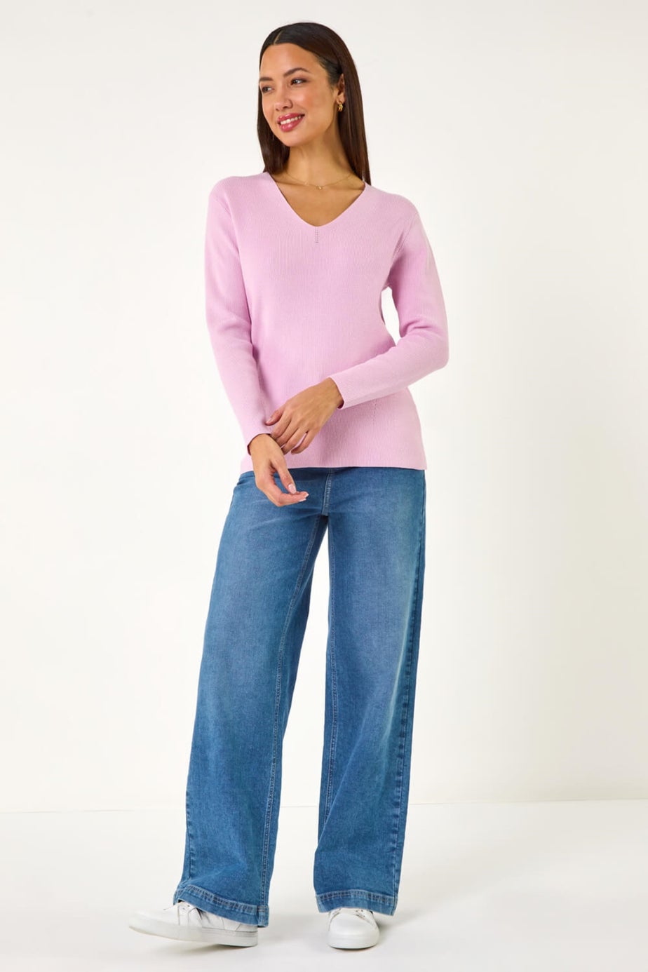Roman Pink Soft Knit V-Neck Jumper