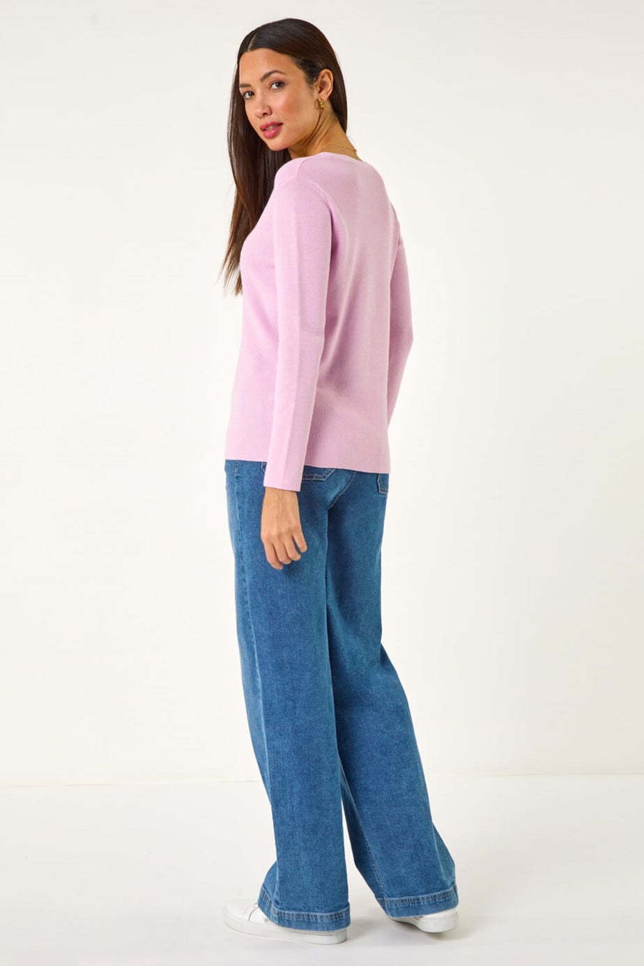 Roman Pink Soft Knit V-Neck Jumper