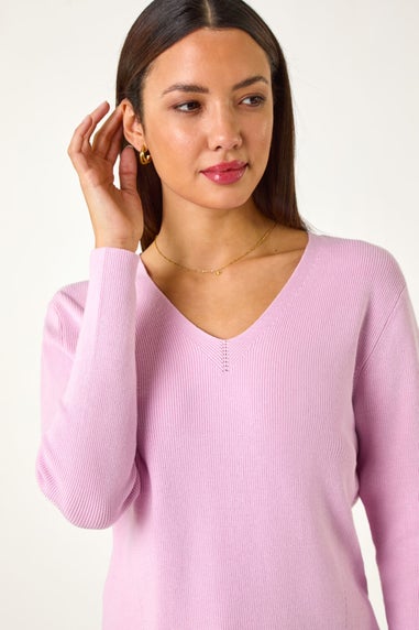 Roman Pink Soft Knit V-Neck Jumper