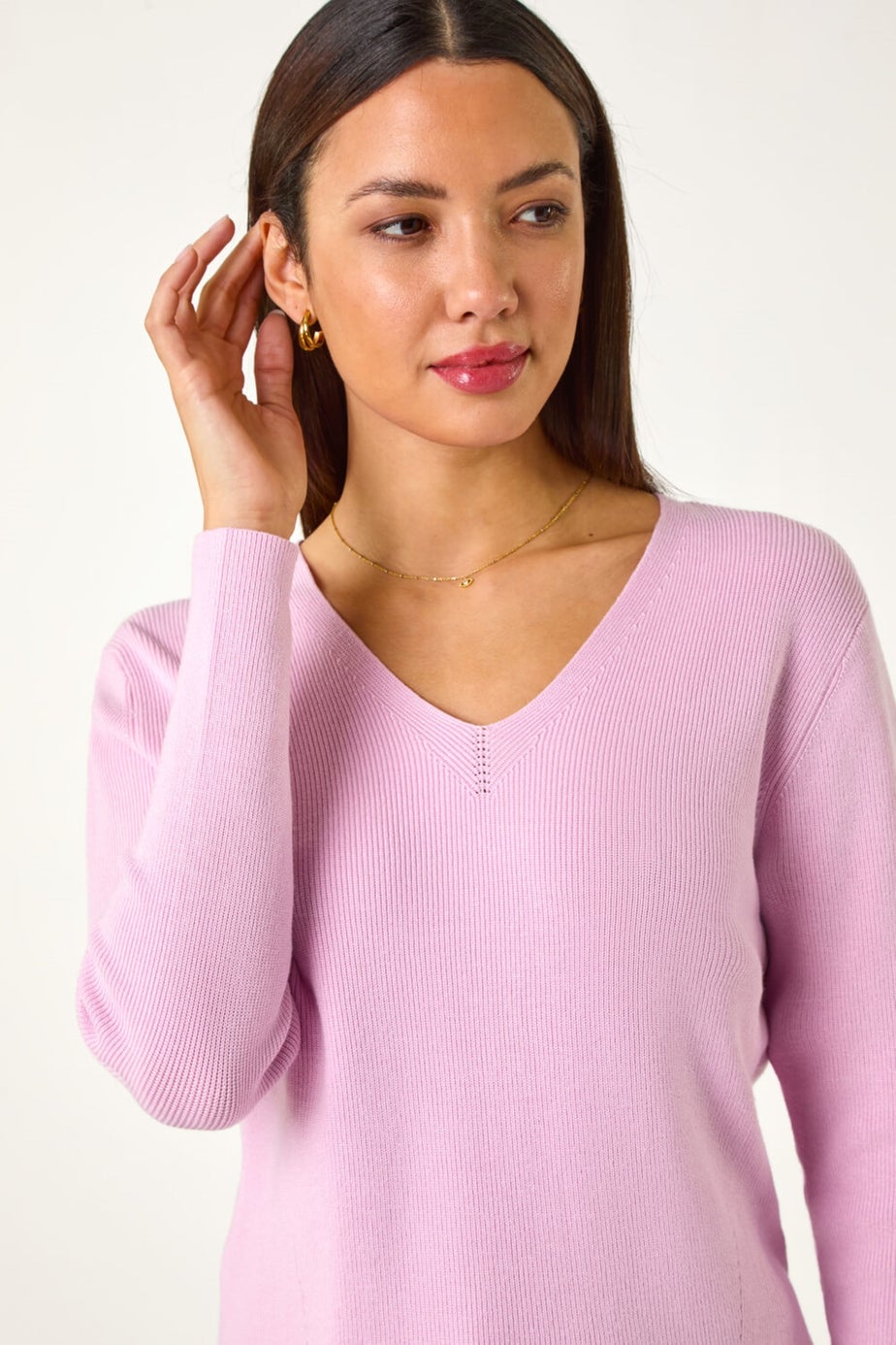 Roman Pink Soft Knit V-Neck Jumper