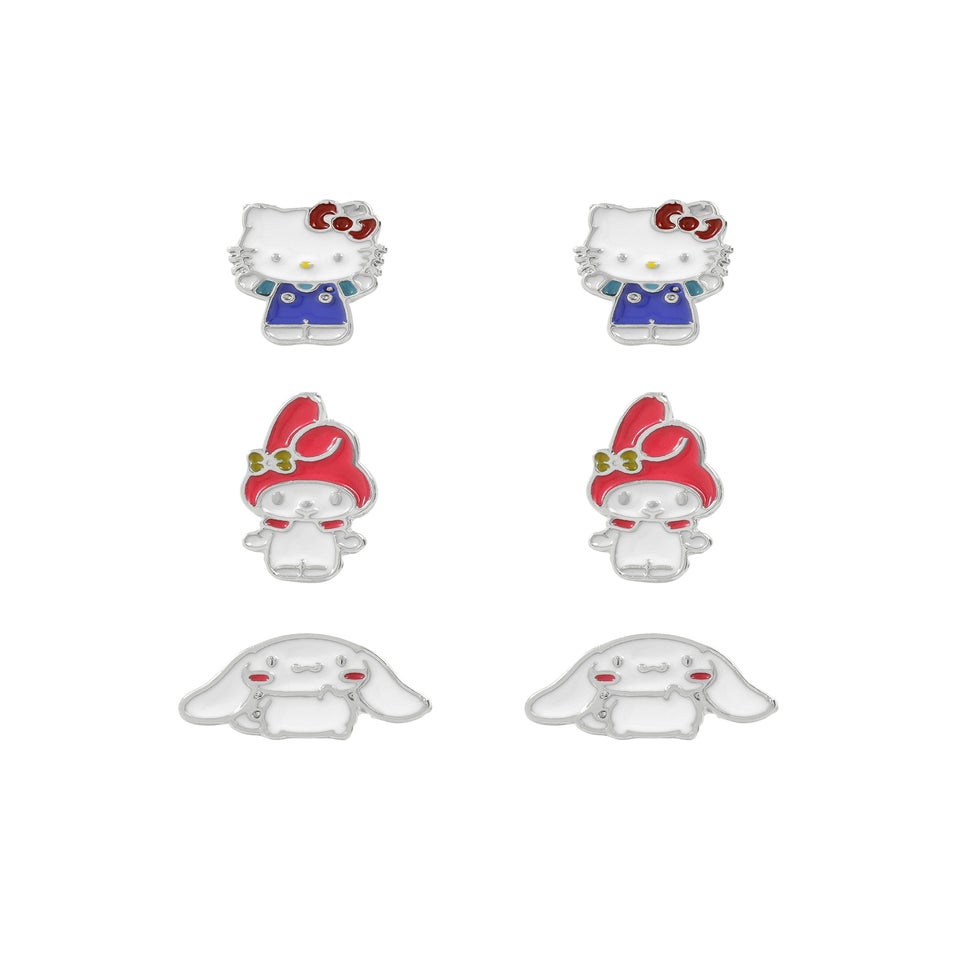 Hello Kitty Silver Earring Set 3 Pcs