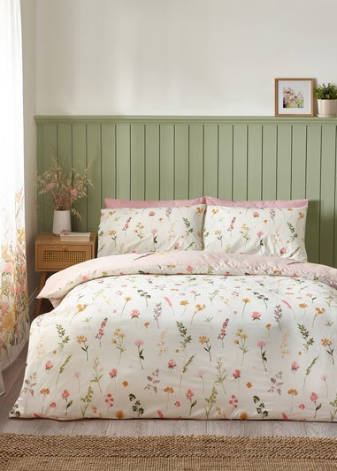 Catherine Lansfield Countryside Floral Reversible Duvet Cover Set Pink