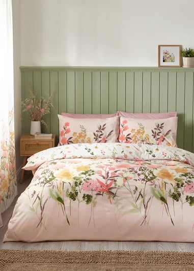 Catherine Lansfield Countryside Floral Reversible Duvet Cover Set Pink