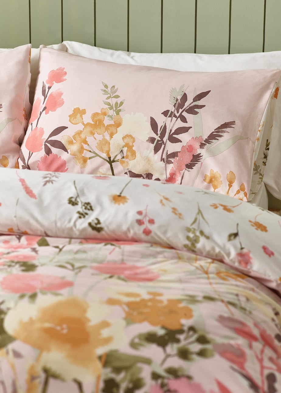 Catherine Lansfield Countryside Floral Reversible Duvet Cover Set Pink