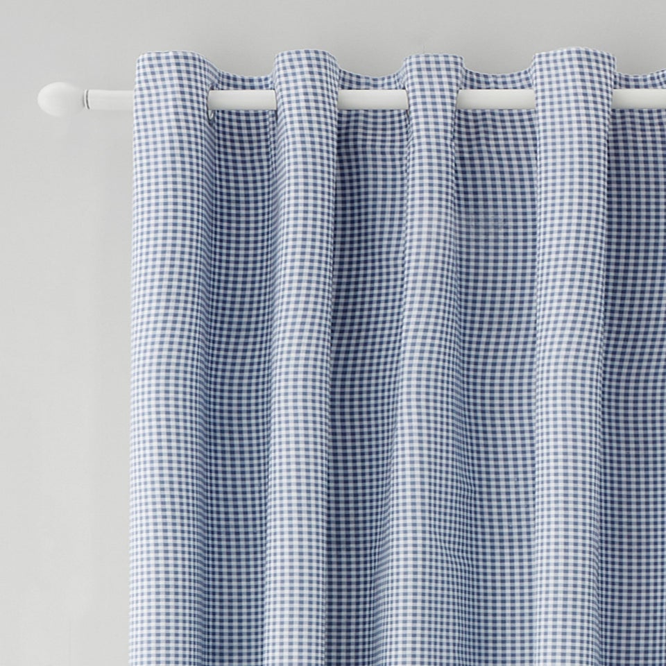 Catherine Lansfield Lucie Floral Frill Fully Reversible Eyelet Curtains Blue