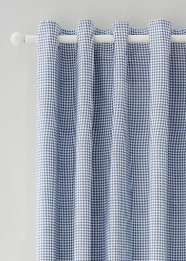 Catherine Lansfield Lucie Floral Frill Fully Reversible Eyelet Curtains Blue