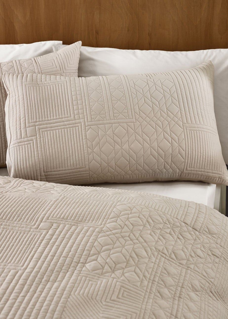 Catherine Lansfield Folkstone Geo Double Duvet Cover Set Natural