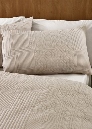 Catherine Lansfield Folkstone Geo Double Duvet Cover Set Natural