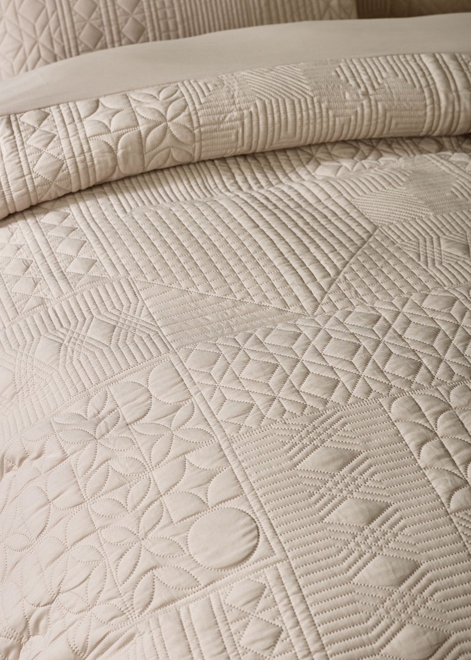 Catherine Lansfield Folkstone Geo Double Duvet Cover Set Natural