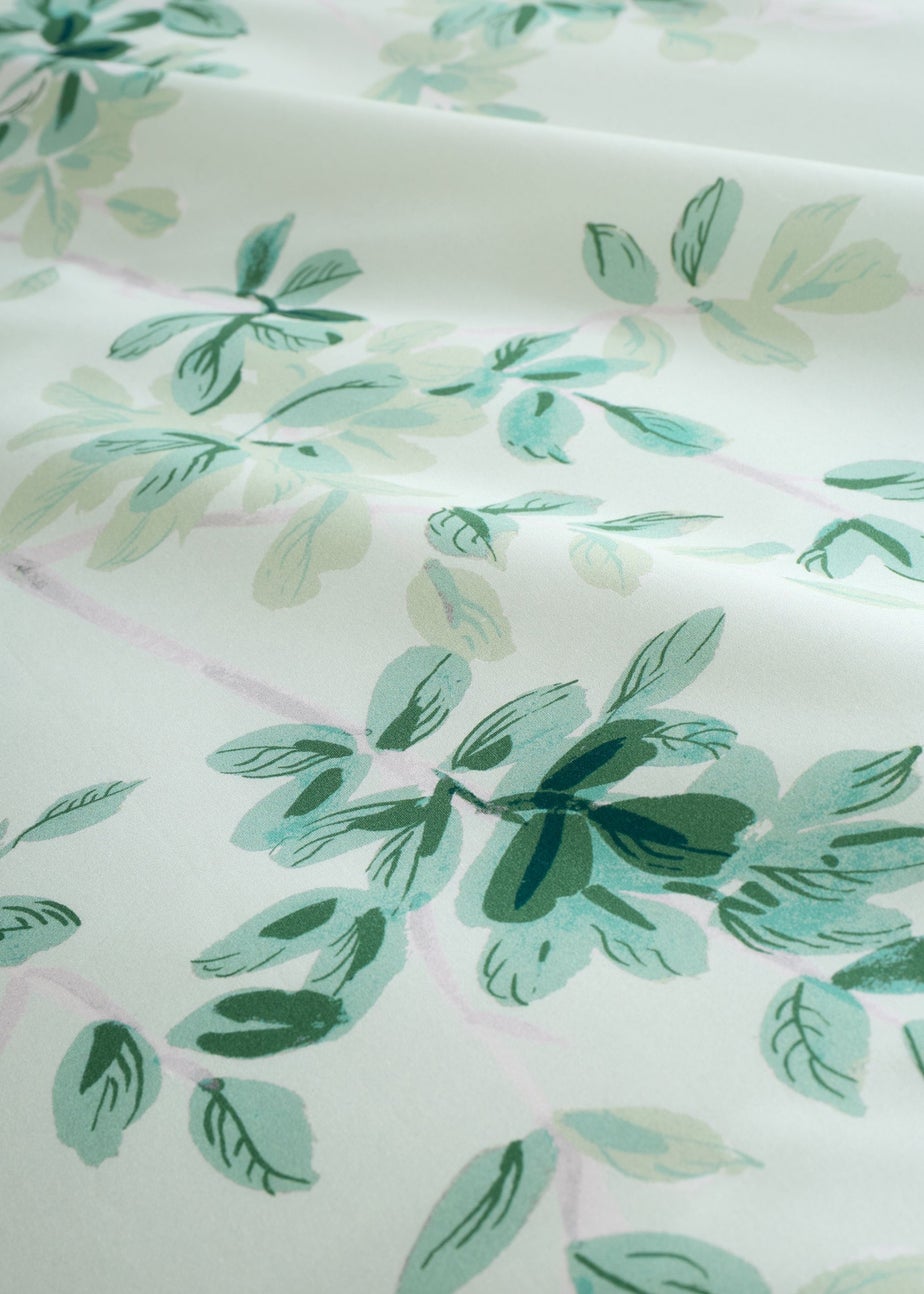 RHS Scenic Leaves Reversible 200 Thread Count Cotton Duvet Cover Set Green