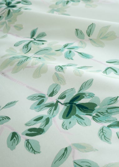 RHS Scenic Leaves Reversible 200 Thread Count Cotton Duvet Cover Set Green