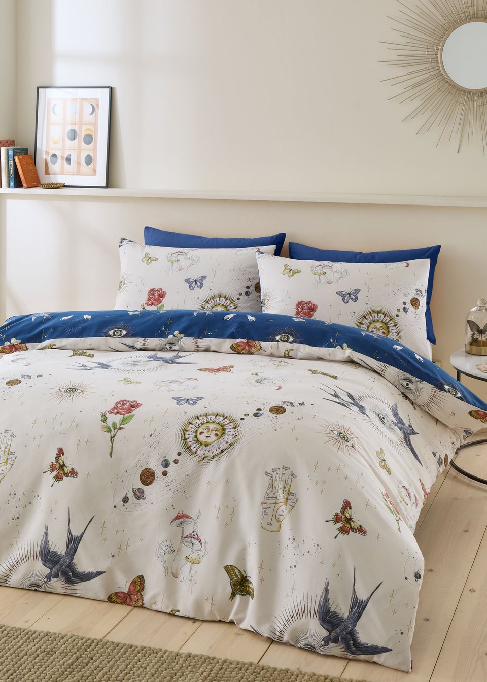 Sassy B Astrology Reversible Duvet Cover Set Cream