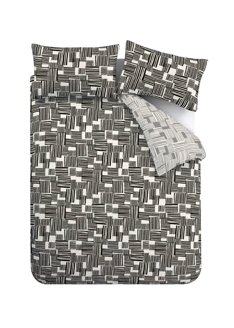 Catherine Lansfield Blocks Reversible Duvet Cover Set Black