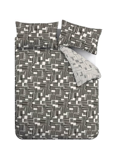 Catherine Lansfield Blocks Reversible Duvet Cover Set Black