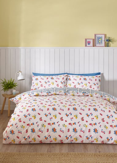 Catherine Lansfield Riviera Tiles Reversible Double Duvet Cover Set Blue