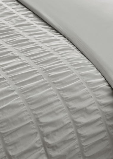 Catherine Lansfield Seersucker Frill Duvet Cover Set Silver Grey