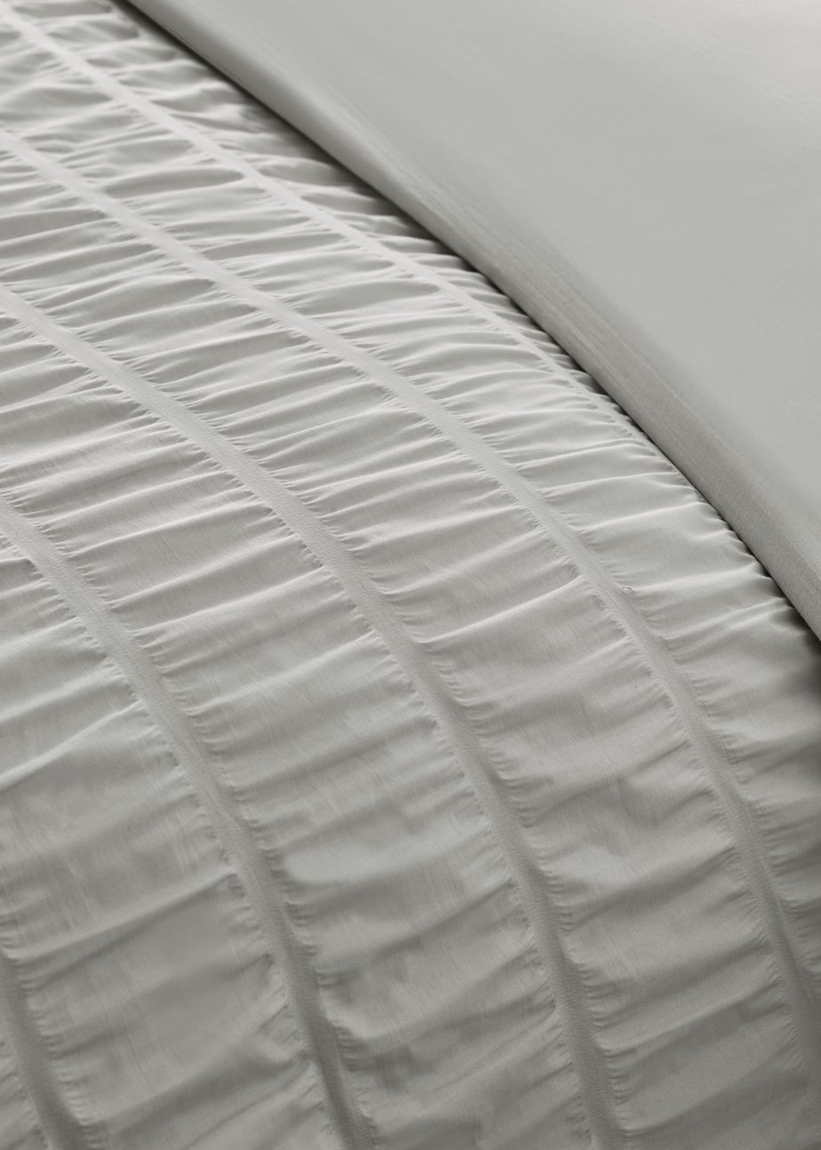 Catherine Lansfield Seersucker Frill Duvet Cover Set Silver Grey