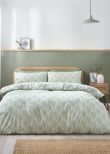 Catherine Lansfield Forest Blossom Reversible Duvet Cover Set Green