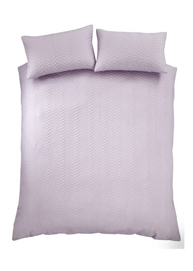 Catherine Lansfield Heatset Wave Duvet Cover Set Lilac